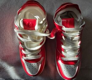 Versatile Couture Mens Red and White Sneakers 100 Genuine Leather